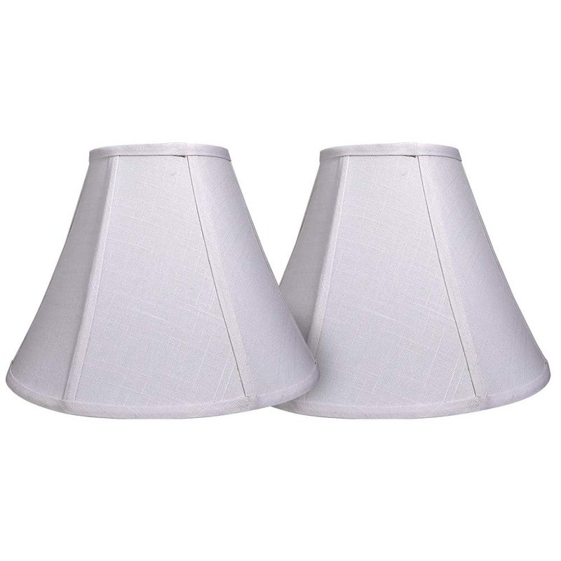 TOOTOO STAR Double White Lamp Shade Set of 2, Large Bell Lampshade for Floor Light and Table Lamp 6x14x10 inch, DIY Fabric Natural Linen Hand Crafted, Spider (White, 6x14x10 inch) - Image 1
